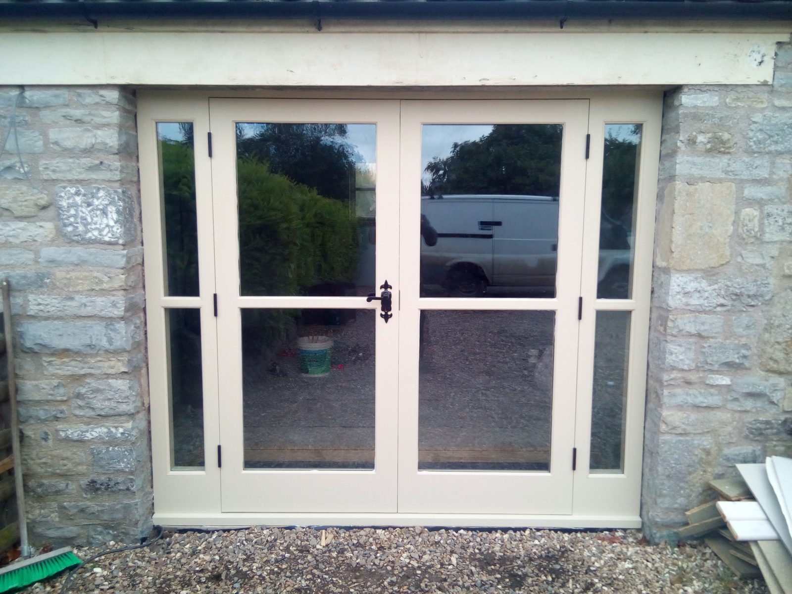Cream painted glazed double doors