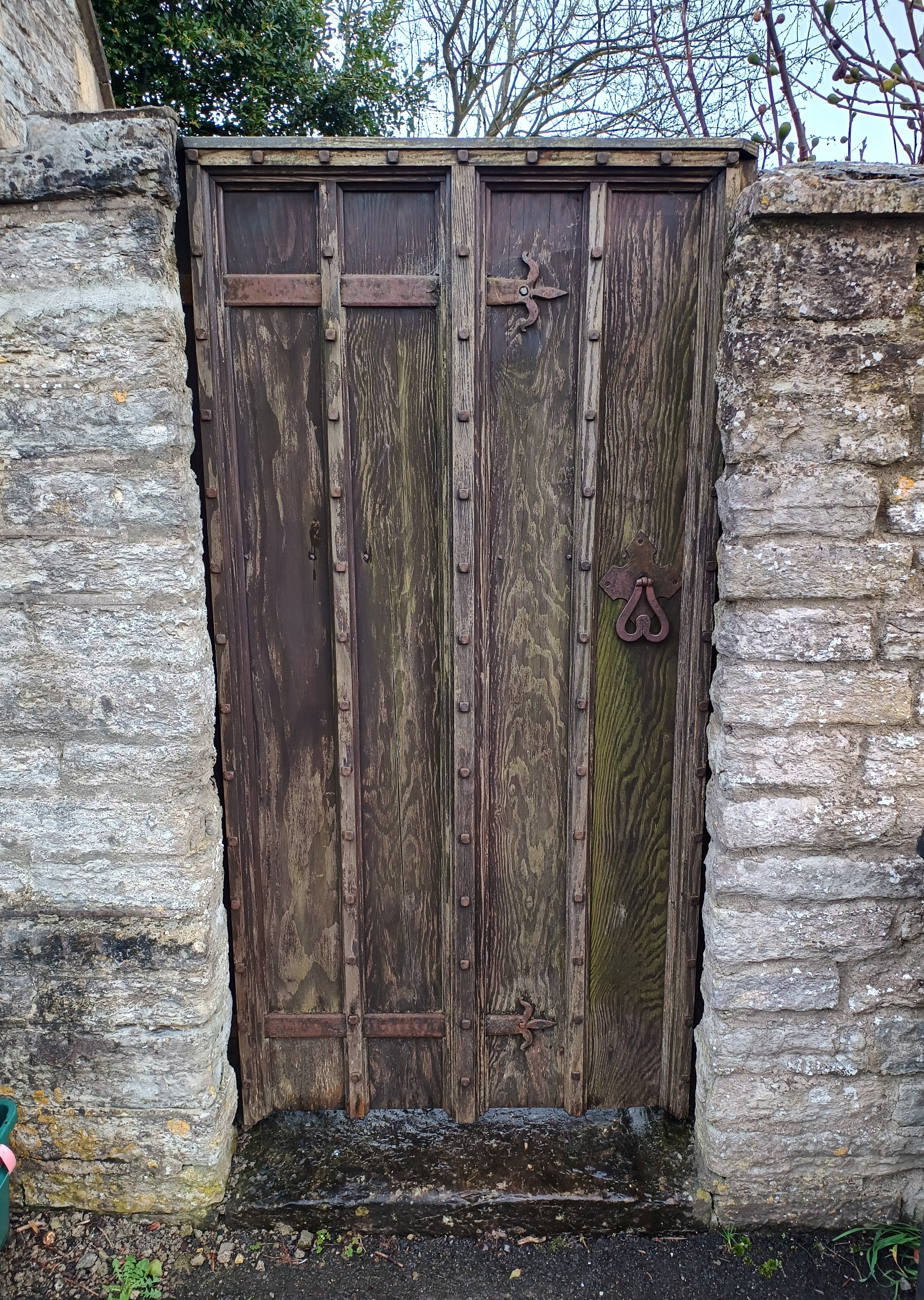 Dark teal painted door